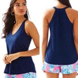 Lilly Pulitzer Minka Trapeze Tank Top Navy Blue Size XL